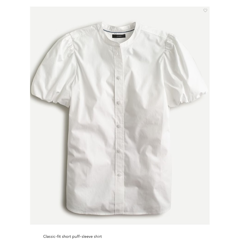 J. Crew Women's Short Puff-Sleeve Shirt - White, Size 2